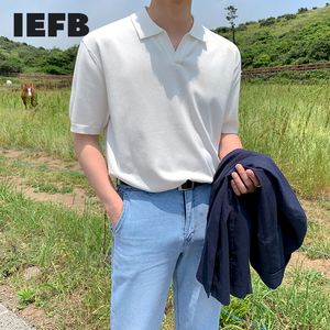 Herren Polos IEFB Herrenherde Farbe Blaues Polo -Hemd Kurzarm Tops Herren Sommerkleidung koreanische Mode Casual Lapel Kintted Tee 9Y7197 230228