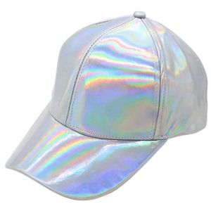 Capas de bola brilharem Pu Leather Laser Baseball Cap Mulheres Menino Clube Hat Hat Gold Prata Rainbow Purple L230228