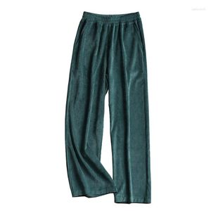 Pantalon femme taille haute 2023 automne solide velours côtelé matériel pantalon droit Vintage ample jambe large femmes décontracté pantalons longs