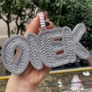 Custom Bread Letter Hip Hop Zircon Pendant Diamond Alphabet Name Necklace Gold Silver Plated Solid Back Jewelry
