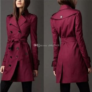 WITH LOGO British Style Trench Coat For Women New Women's Coats Spring And Autumn Double Button Over Coat Long Plus Size XS-3XL Beige khaki black navy