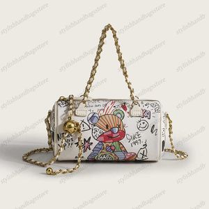 Bolsa de grife Bear Graffiti Ladys Shoulder Bags Simples Small Square Bag Women Luxury Y2209