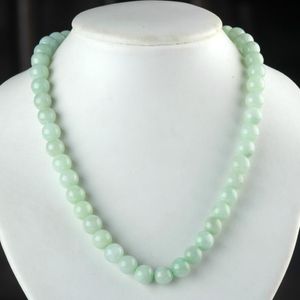 Kedjor naturliga jade smaragd 8mm pärlor halsband justerbara charm smycken mode tillbehör hand-snidad man kvinna lycka amuletchains