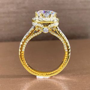 14k Gold Vintage 8mm Lab Diamond Finger Ring 925 Sterling Silver Party Wedding Band Rings for Women Men Engagement Jewelry Gift