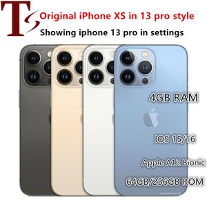 Apple Original iphone Xs in 13 pro style phone Unlocked with 13pro box&Camera appearance 4G RAM 64GB 256GB ROM smartphone name changed