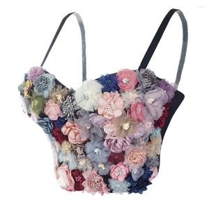 Women's Tanks Irene Tinnie Sexy& Charming Applique Floral Corselets Women's Bachelorette Bustier Bra Cropped Top Wedding Bralette