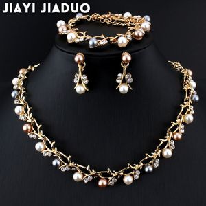 Wedding Jewelry Sets Jiayijiaduo Imitation Pearl Wedding Necklace Earring Sets Bridal Jewelry Sets for Women Elegant Party Gift Fashion Costume 230228