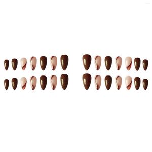 False Nails Reusable Brown Nail Art Artificial Unique Design Press-on For Starter Beginners