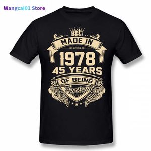 1978年に作られたメンズTシャツの斬新な45年の素晴らしい45番目のTシャツストリートウェアショートセブ誕生日プレゼントサマースタイルTシャツ男性0228H23