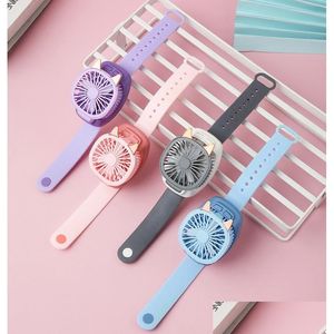 Other Skin Care Tools Cartoon Watch Fan With 7 Light Usb Rechargeable Toy Food Grade Materials And No Harm To Hands Childrens Gifts Dh8Ui