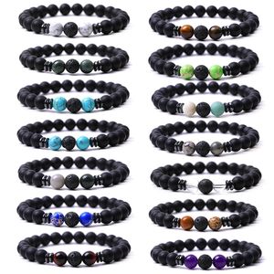 Minchas de pedra fosca preta de 8 mm Bracelet Tiger Eye Agates Bracelete de hematita Pulseira para homens Jóias de ioga de energia Buda Energia