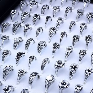 Band Rings 100Pcs Mix style Flower Elegant Alloy Vintage for women Jewelry Wholesale lots 230228