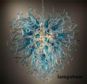 Modern Chandeliers Lamps Hand Blown Glass Chandelier LED Lighting Antique Dining Room Blue Grey Crystal Chandeliers Light CE UL Certificate Luminaires LR434