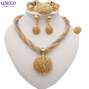 Hochzeits-Schmuck-Sets, Design, edle Schmuck-Sets, Dubai, afrikanischer Goldfarben-Schmuck-Sets, Hochzeit für Frauen, Halsketten-Set, indischer Modeschmuck, Geschenke 230228