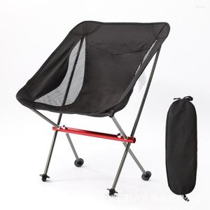 Camp Furniture Outdoor Big Portable Folding Moon Chaise Chaise Lounge Recliner Camping Fishing Beach Stolar Högt ryggstöd