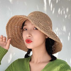 Wide Brim Hats Summer Women's Sun Hat Big Brim Classic Bowknot Foldable Fashion Straw Hats Leisure Outdoor Vacation Beach Cap G230227