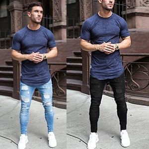 Jeans Masculino Marca Destroyed Rasgado Elástico Slim Lápis Verão Algodão Leve Calça Jeans Apertada no Tornozelo 20231