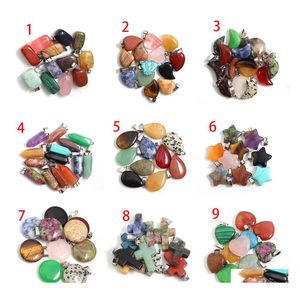 Charms dvr per auto Forma mista Pietra naturale Croce Cuore Stella Ciondolo Guarigione Moda Perline Lotto all'ingrosso per creazione di gioielli Orecchino Goccia Delive Dhszd