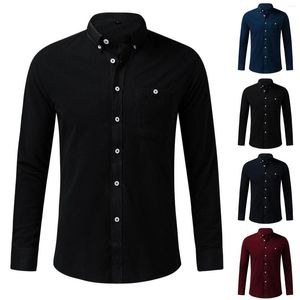 Magliette da uomo Camicia da uomo alla moda Camicetta primaverile e in velluto a coste Camicetta casual da uomo elegante in tinta unita