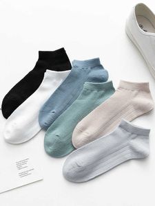 Herrstrumpor 5 par Solid Color Girl Ankle Socks Plus Size Summer Breattable Low Cut Socks Men Foundation Cotton Söta korta strumpor för kvinna Z0227