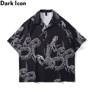 Mäns avslappnade skjortor mörka ikon skelett draken sommar tunt material män polo 230228