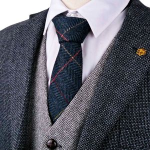 Laços de pescoço check -indedbone tweed tweed marinho azul marrom marrom cinza cinza bege 276 