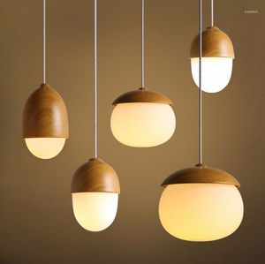 Pendant Lamps Northern Europe Individual Creativity Single Head Solid Wood Grain Nut Chandelier Dining Room Bedroom Bedside Fashion Japanese