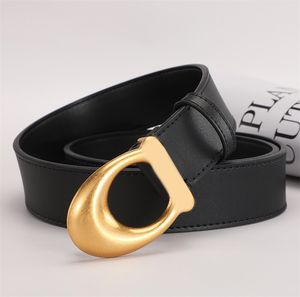 Luxury belt for men soft leather designer belts gold plated letter buckle ceinture homme retro adjustable size business black soft fashion womens belt PJ043 C23