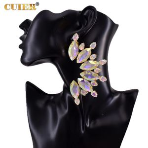 Ear Cuff Cuier Ear Curve Big Glass Strass Women Earring Clip On No Pierced Fashion Girls Gift Enorma Size Smycken för TV -program 230228