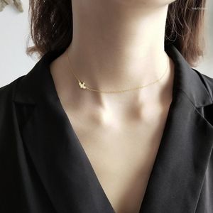 Łańcuchy Louleur 925 srebrny srebrny darmowy naszyjnik ptak złota moda prosta klawikowa łańcuch Choker Neckal dla kobiet Prezent biżuterii Prezent