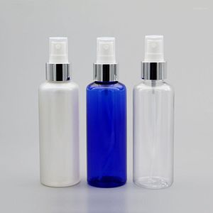 Storage Bottles 40pcs 150ml Clear Blue Pearl Plastic Silver Spray Perfume Empty Cosmetic Container Water Toner Bank