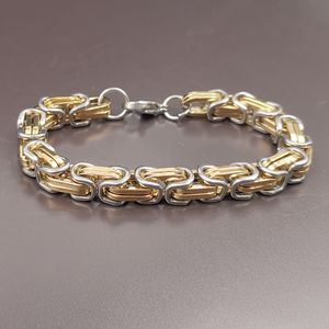 Modedesign guld-silver enorm byzantinsk kedjearmband för män rostfritt stål armband smycken 8mm 8.66 tum