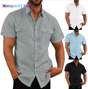 Camisetas masculinas novas camisetas de linho de linho de camisa curta masculina masculino