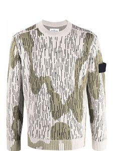 topstoney herrmärketröjor lösa små rundhalsade modebroderat märkesstycke stickad luvtröjaRAIN CAMO' MIXED YARN Sweater