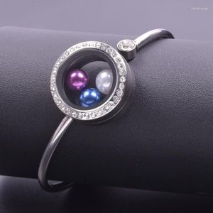 Pulseira clássica de aço inoxidável para mulheres Lucky Locket Ajustável Planidade da moda com braceletes de design de strasslets Presentes de joias