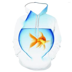 Men's Hoodies Goldfish In A Fish Tank Print For Hoodie Men Clothing With Long Sleeve 2023 Fashion Casual Autumn 3D Printed