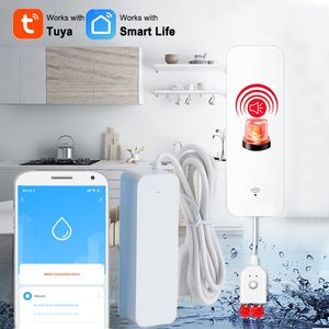 Alarmtillbehör Tuya Home Water Läckage WiFi Läcksensor Överflödesöversvämningsdetektor Säkerhetssystem Alert 230227