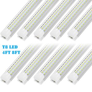 T8 Integrated led 8 Feet 120 Watt V Shaped (300 Degrees Viewing Angle) 6500K Clear Lens Tube Light for Cooler Freezer, warehouse, shops, garage fixtures 4ft direct wire