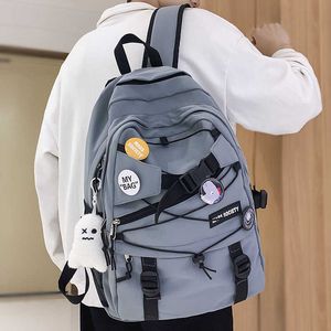 Backpack Bag Trendy Lady Male Mesh Badge School Backpack Female Nylon College Boy Girl Travel Bag Fashion Men Women Book Laptop Bags 230223