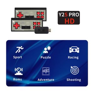 Y2S Game Console Set Mini HD Wireless Double Person Spela Games Host Support HD Output Inkluderar 1800 plus spel med 2 spelkontroller