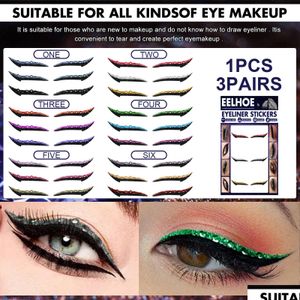 Eyelid Tools 3 Pairs/Set Waterproof Line Stick Reusable Diamond Glitter Eyeliner Sticker Double Eye Makeup Selfadhesive Cosmetics Dr Dhjsk