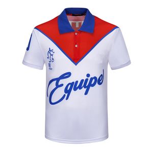 Camiseta masculina de verão 2023 com estampa colorida de letras e bola, terno de algodão com lapela de cor sólida, camisa polo casual respirável e confortável M-3XL