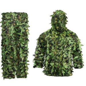 Jaktuppsättningar Sticky Flower Bionic Leaves Camouflage Suit Ghillie Woodland Universal Camo Set