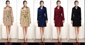 WITH LOGO British Style Trench Coat For Women New Women's Coats Spring And Autumn Double Button Over Coat Long Plus Size XS-3XL Beige khaki black navy claret