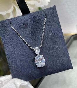 Pendant Necklaces Female Crystal Water Drop Pendants Wedding Party Zircon Jewelry For Women Geometric Big Oval Necklace Clavicle Chain