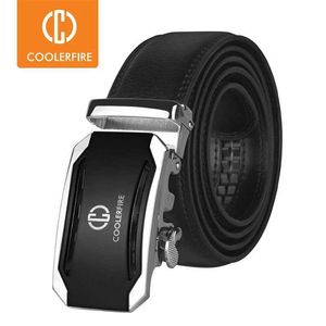 Cintos Coolerfire Famous Brand Belt Men Top Quality Genuine Luxury Leather Belts For Men Strap Male Male Metal Automático Fivela ZD053 Z0228