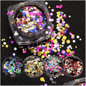 Stickers Decals New Fashion Nail Art Metal Mix Colorf Round Glitter Makeup Beauty Gifts Drop Delivery Health Salon Dh7V2