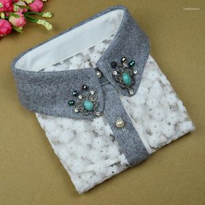 Pendant Necklaces High - Grade Crystal Women 's Shirt Fake Chiffon Collarless Lingerie Collar Lace Decorative Bead