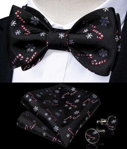 Neckband Nya varumärkesbockar för man Black SelfTie Men Slips Santa Clause Elk Snowfluck Pattern Futterfly Knots Christmas Gift J230227