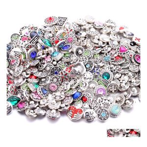 Andere Großhandel 12 mm Druckknopf Schmuckkomponenten Gemischte Farbe Strass Blume Metall Druckknöpfe Knöpfe Fit DIY Armband Halskette Drop Dhxrb